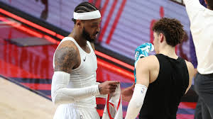 Carmelo anthony responds to lamelo ball copying his '3 to the dome' move, using melo as nickname. Carmelo Anthony Approves Of Lamelo Ball Taking Melo Nickname 3 Point Celebration Sporting News