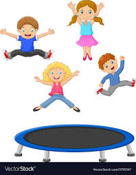 Cartoon Little Kid Playing Trampoline Vector Image On Vectorstock Kids Trampoline Verbs For Kids
