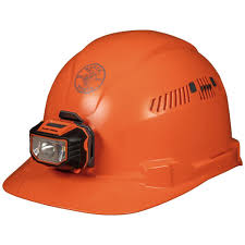 Klein Tools Vented Orange Cap Style With Headlamp Hard Hat 60901 The Home Depot Klein Tools Sweatband Hard Hat
