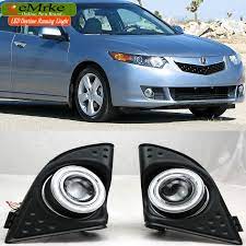 Eemrke For Acura Tsx 2009 2014 Cob Angel Eyes Drl Fog Lamp Lights Daytime Running Lights With H11 55w Halogen Bulbs Car Lights Acura Tsx Fog Lamps