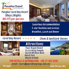 Coral bay resort offers you luxury and comfort within your budget. Paradise Travel Tours Book 3d2n Pangkor Coral Bay Resort Leisure Package With Paradise Travel Call Us Whatsapp 60 17 692 0501 For More Information Https Wa Link Zlncc0 Follow Us Https Www Facebook Com Paradisetravelsmy Https Www
