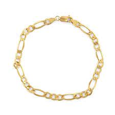 Men's 14k yellow gold plated 9 inches chain cuban link bracelet 10 mm 228/9. 14k Gold Men S 5 65 Mm Figaro Chain Bracelet By Gioelli Designs