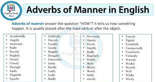 A few adverbs of manner have the same form as the adjective: Adverb Of Manner English Grammar Basic Grammar Course Facebook