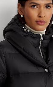 Ralph Lauren Oversize Collar Quilted Down Coat Black Size S $300