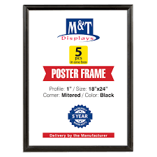 Buy products such as arttoframes 24x36 inch white picture frame, this white wood poster frame is great for your art or photos, comes with styrene. M T Displays Black 18x24 Poster Frame 1 Inch Aluminum Profile Front Loading Wall Mounting Snap Frame Display For Picture Document Or Certificate With Mitred Corner 5 Frames Buy Online In Fiji At