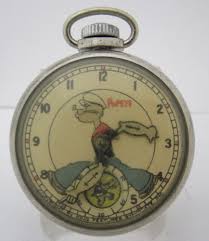 Vintage New Haven Popeye Character Dollar Pocket Watch Childrens Watches Pocket Watch Vintage