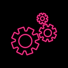 Red Gear Icon Neon Light. Settings sign. 3250442 Vector Art at Vecteezy