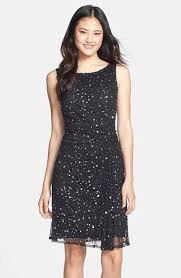 Pisarro Nights Sequin Bead Gathered Mesh Dress Regular Petite Available At Nordstrom Fit Flare Dress Beaded Mesh Dress Mesh Dress