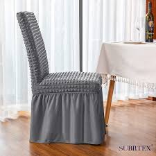Parsons dining & kitchen chairs. Buy Subrtex Stretchable Universal Dining Room Chair Covers Slipcovers With Skirt Jacquard Parsons Chair Slipcovers Removable Washable Furniture Protector For Kids Pets Home Ceremony Banquet 4pcs Grey Online In Turkey B086c2tt26