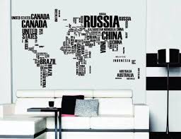 Word World Map Vinyl Wall Sticker