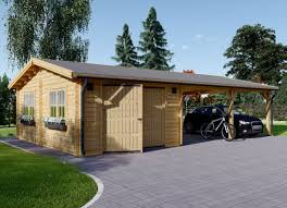 Best metal building and carport prices. Holzgarage Mit Carport 44 Mm 4x6 M 3x6 M Carport 40 M