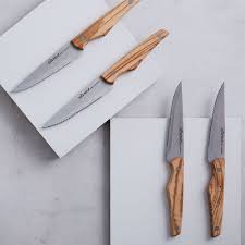 Japanese knives are usually made of a harder steel than german knives and can hold a finer, more acute, edge. Hampton Forge Steak Knife Set