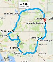 Southwest Road Trip Denver Colorado Salt Lake City Zion National Park St George Utah Las Ve Road Trip To Colorado New Mexico Road Trip Road Trip Map