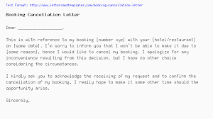 Booking Cancellation Letter