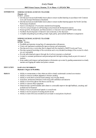 Fresher resume sample for teacher your name mobile: Middle School Science Teacher Resume Samples Velvet Jobs