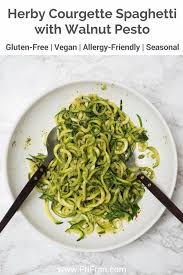 Herby Courgette Spaghetti With Walnut Pesto Vegetarian Pasta Recipes Vegetarian Recipes Dinner Vegan Comfort Food