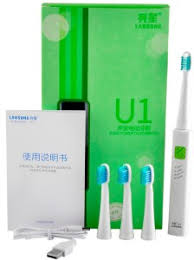 Lansung U1 Ultrasonic Sonic Electric Toothbrush Rechargeable Tooth Brushes  With 4 Pcs Replacement Heads Electric Toothbrush