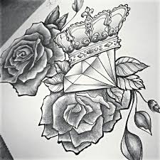 Black And White Heart And Rose Tattoo Designs Les Tags Les Plus Populaires Pour Cette Image Incluent Diamond Drawing We Heart It Black And White Et Draw Tattoo Stencils Diamond Tattoos Tattoos