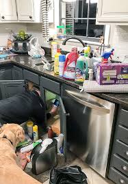 I have a super easy and cheap solution, and all it takes is 15 minutes, a tension rod and some plastic baskets. 5 Simple Steps To Under The Kitchen Sink Organizing Little House Of Four Creating A Beautiful Home One Thrifty Project At A Time 5 Simple Steps To Under The Kitchen Sink Organizing