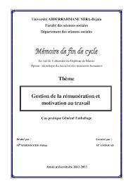 Check spelling or type a new query. Pdf Universite Abderrahmane Mira Bejaia Faculte Des Sciences Sociales Departement Des Sciences Sociales Theme Cas Pratique General Emballage Realise Par Encadre Par Gestion De La Remuneration Et Motivation Au Travail