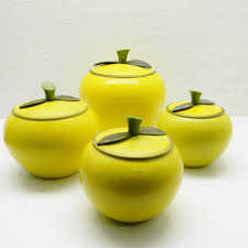 Set of 3 apple canisters 6 x 6 coffee tea sugar. Vintage Apple Canisters Set Of 4 Apple Shaped Aluminum Canisters 1950s Kitchen Canisters Glass Kitchen Canisters Glass Kitchen Canister Sets