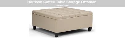 Save ottoman coffee table storage to get email alerts and updates on your ebay feed.+ beautiful moroccan leather pouf pouffe footstool ottoman or use as coffee table. Amazon Com Simplihome Harrison 36 Inch Wide Square Coffee Table Lift Top Storage Ottoman Cocktail Footrest Stool In Upholstered Satin Cream Tufted Faux Leather For The Living Room Traditional Home Kitchen