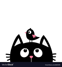 Black Cat Face Head Silhouette Looking Up To Bird Vector Image On Vectorstock Cat Face Cute Cartoon Characters Cat Sketch