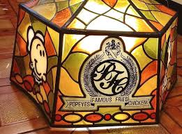 Rare 70 S Popeyes Famous Fried Chicken Stained Acrylic Hanging Lamp New Orleans Fried Chicken Popeyes Chicken Hanging Lamp