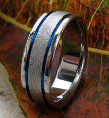 Custom Frost Finish Titanium Wedding Ring Thin Blue Line Etsy Thin Blue Line Ring Titanium Wedding Rings Custom Wedding Rings