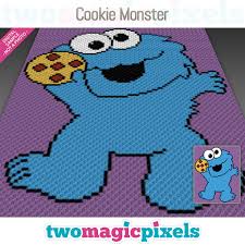 5.50″ x 7.43″ (77 x 104 stitches) colors: Cookie Monster Crochet Graph C2c Mini By Twomagicpixels On Zibbet