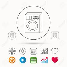 Washing Machine Icon Washer Sign Calendar Graph Chart And