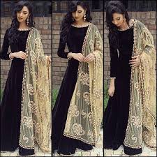 Elegant Black Velvet Gown Online Shopping India Indian Outfits Fashion Indian Dresses