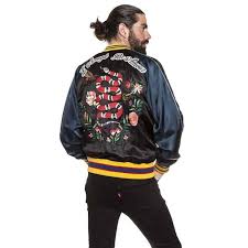 Gucci 50it Silk Jacket L Aveugle Par Amour Embroidered Flowers Snake And A Bee Painted Denim Jacket Silk Jacket Jackets