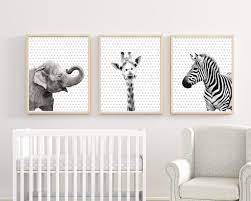 Black and White Safari Animals Nursery Art Print Set Black - Etsy