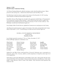 January 2, 2018 Russell County Commission Meeting At 9:00 am Chairman  Kuntzsch called the meeting to order with all members pres