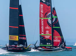 Italy's luna rossa, right, sails against team new zealand during race 5 of the america's cup on auckland's waitemata harbour, new zealand, saturday, march 13, 2021. Coppa America Luna Rossa Al Debutto Battuta Da Team New Zealand Ma E Un Test Corriere It