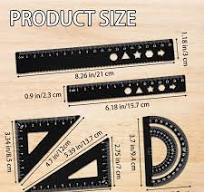 Amazon.com: 5 PCS Metal Geometry Set with Protractor and Triangle Rulers, 8  & 6 Inch Aluminum Alloy Math Drafting Ruler Straight Measuring Tool for ...