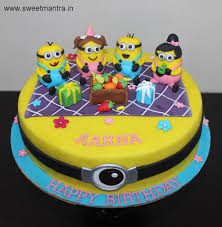 Dinosaur if your child loves all things prehistoric, like dinosaurs, make this cake out of two round cakes, some rolled fondant, candy and lots of frosting. Minions In A Party Theme Customized Birthday Cake For Cakesdecor