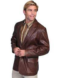 Scully Leather Mens Western Lambskin Blazer Chocolate Leather Jacket Outfit Men Leather Outerwear Bald Men Style