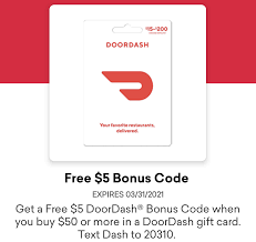 The doordash app connects your favorite people with the foods they love from more than 310,000 local and national restaurants across 4,000 cities in the us & canada. Expired Speedway Buy 50 Doordash Gift Card Get 5 Doordash Bonus Code Free Ends 3 31 21 Gc Galore