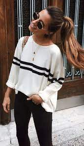 Cute Outfit Idea Stripped Top Plus Bag Plus Skinnies Pretty Winter Outfits Fashion Basic Outfits