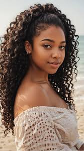 23 Curly Weave Hairstyles: Half Up, Half Down Curly Weave