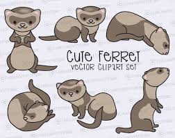 Premium Vector Clipart Kawaii Ferret Cute Ferrets Clipart | Etsy
