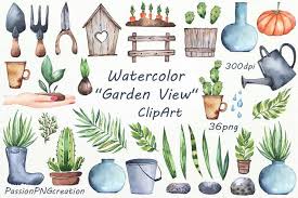 Watercolor Garden Clipart Watercolor Plants Watercolor Greenery Clip Art Png Files Greenhouse For Personal And Commercial Use Garden Clipart Watercolor Plants Clip Art