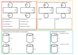 Hannah and michael were calculating the surface area of a cylinder of height 28 and radius 9. Surface Area Of A Cylinder Worksheet Teaching Resources