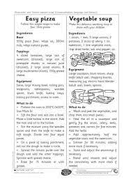 Activity Sheet For Recipes To Make Vegetable Soup And Pizza Including Ingredients Equipment And Step By Step Instructions Vegetable Soup Soup Pizza