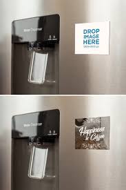 Placeit Fridge Magnet Mockup On A Metallic Fridge Near The Water Dispenser Water Dispenser Fridge Magnets Fridge