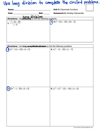 Check spelling or type a new query. Hwpolyn Division Long Math Name Unit Polynomial Functions Date Bell Homework Studocu