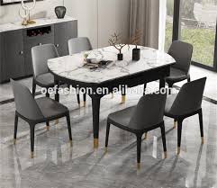 Oe Fashion Modern Marble Dining Table And Chair Set Retractable Solid Wood Round In 2020 Dining Table Marble Modern Marble Dining Tables Marble Dining