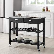 Homcom wooden kitchen large storage island on 360° swivel wheels cart with drawer, interior cabinet & towel rack. Crosley Furniture Chloe Stainless Steel Top Kitchen Island Cart